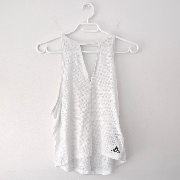 Adidas Women's White Mesh Tank Top In Size M - Picture 1 of 8